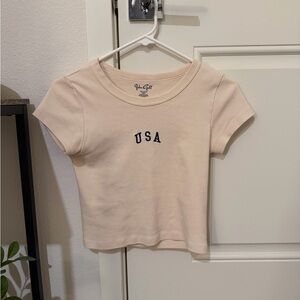 Brandy Melville USA Embroidered Baby Tee